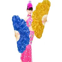 Chinese Style Peony Petal Dancing Fan Bamboo Frame Multi-layered Yangko Performance Fan Large Size Flower Folding Fan Summer