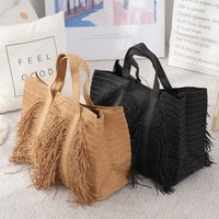 Large Capacity Straw Tote Bags for Women Designer Handbags Bohemian Tassel Beach Bag Handmade Woven Shoulder Bag Travel Shopper