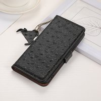 Ostrich Grain Genuine Leather Wallet Flip Case for Samsung Galaxy S25 Ultrr Plus S24 S23 FE A06 A16 A55 A35 25 15 Business Cover