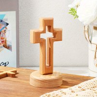 Cross Wood Crucifix Standing Wall Wooden Religious Table Decoration Gifts Holy Church Religious Ornament Statue