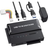 USB 3.2 to M.2 NVME SATA IDE Hard Disk Adapter 2.5/3.5 Inch HDD SSD Optical Drive Data Transfer Converter for Laptop Desktop