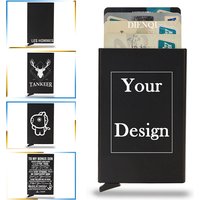 Customized Rfid Credit Card Holder Wallets Custom Slim Men Women Smart Minimalist Wallet Cardholder Metal Case Personalize Walet
