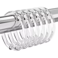 12 Pcs O Shape Shower Curtain Hooks Rings, Plastic Glide Smoothly on Bathroom Shower Rod Noise Free Durable Stylish Shower Clips