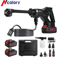 Hcalory Kabelloser Akku-Hochdruckreiniger 60 Bar 160W Doppelte 4000mAh Batterien Farbfreundliche 6-in-1 Düse mit Schaumtank