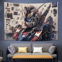 Mobile Suit Gundam Anime Tapestry Dorm Background Fabric Rental Room Decor Wall Hanging Art for Bedroom Living Space Tapestry