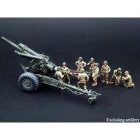 1/72 Scale Diecast Resin Figure Model Kit WWII American 155mm Gun Crew 9 Figures Unpainted