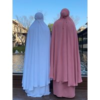 Muslim Prayer Abaya Set 2 Piece Women Prayer Garment Long Khimar Ramadan Dress Set Hooded Maxi Skirts Kaftan Islamic 2023 jilbab