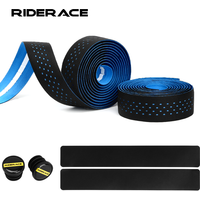 Road Bike Handlebar Tape PU EVA Punch Breathable Anti-Slip Shock Absorption Bicycle Handlebar Wraps Fixing Straps With Bar Plugs
