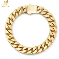 11mm/13mm Hip Hop Jewelry 18k Plated Gold Stainless Steel Miami Cuban Bracelet Custom Cuban Link Bracelet Men