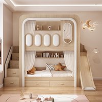 !@Capsule Children's Bunk Bed Modern Loft-Style E1 MDF Durable Eco-Friendly Comfortable Adult Double-Size-Friendly Slide-Equippe