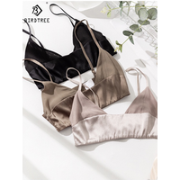Birdtree Soutien-gorge Spandax 90% soie 10% pour femme, fin sans coussinet, confortable au quotidien, sans fil, petite poitrine, bralette intime P36753QM