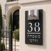 Personalized Solar LED House Number Sign Custom Acrylic Address Plaque Lighted Family Name Door Waterproof Outdoor Wall Decor