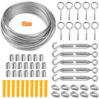 1Set 10/15/20/25/30/50M Multifunction Wire Rope Kit Stainless Steel Cable Tent Cord Hanging Clothesline Outdoor Guardrail Ropes