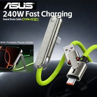 ASUS 2in1 Portable 240W Fast Charging Cable Phone Tablet Foldable Holder USB A/C To TypeC Data Cable with Folding Bracket