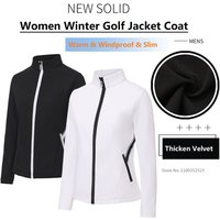 New Stand-up Collar Golf Jacket Ladies Warm Velvet Waterproof Sports Coat Women Windproof Long Sleeve Golf Windbreaker