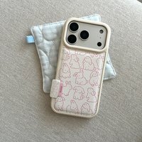 Cute Pink Rabbit Pattern Trendy Shockproof Protective Phone Case for iPhone 17 16 15 14 11 12 13 Pro Max Plus Back Cover
