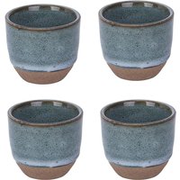 4pcs Handcrafted Japanese Sake Cup - Naive Glazed Ceramic Decanter cyan