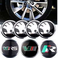 4pcs 56mm Car Wheel Center Hub Cap Badge Decal Wheel Cover Sticker For Skoda S Kodiaq Fabia Kamiq Karoq Octavia 3 A5 Rapid Scala