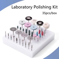 35Pcs/Box Dental Lab Polishing Kit for Ceramic Porcelain Laboratory HP2.35mm Polisher Diamond Bur Discs Silicone Wheel