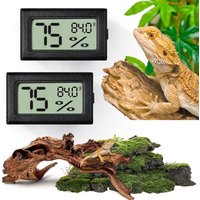 2-Pack 2-in-1 Thermometer & Hygrometer for Reptiles — Terrarium Tool for Reptiles and Amphibians