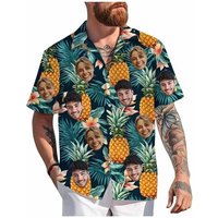 Custom Hawaiian face shirt for both men and women, fun custom 3d printed button shirt 2025 Beach short-sleeved lapel shirt