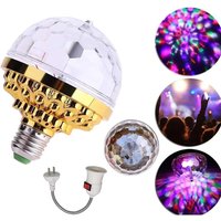 KTV Stage Colorful Rotating Light E27 Crystal Light Bulb with Sockets Disco Magic Ball Light Bulb for Home Room Dance Party