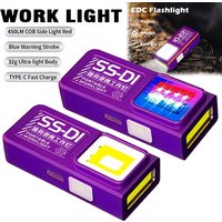 Mini COB LED Flashlight Rechargeable Portable EDC Torch USB C Pocket Lantern Flood Work Light with Clip Magnet For Emergency