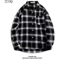 Vintage Plaid Shirts Oversize Basics Long Sleeve Turn-down Collar Pocket Loose Single Breasted Casual Thin Coat