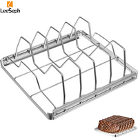 Stainless Steel Rib Rack, Foldable Rib Cooking Rack Barbecue Grill, BBQ Tool for Family Party, Outdoor Camping, Christmas Party