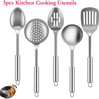 5Pcs Kitchen Cooking Utensils Set Stainless Steel Shovel Soup Spoon Spatula Utensils Dinnerware Cooking Tools Kitchen Gadgets