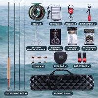 Goture 4-Piece Fly Rod Set Combo with Fly Rod & Gear Case,Pre-Spooled Reel, Fly Line, Flies, Leader, Tippet, Forceps, Nipper Kit