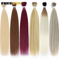 FREEDOM Synthetic Straight Hair Extensions Ombre Blonde Brown Hair Bundles 28 Inch/71 cm Long Hair Weave 200g/pc Full To End