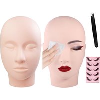 Practice Training Mannequin Flat Head Soft Silicone Makeup Practice Head Tattoo Practice Head Model for Eyelash Extension