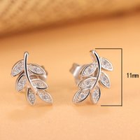 Luxury 925 Sterling Silver Leaf Small Engagement Earrings For Women Fine Jewelry Wholesale Jewellery Prevent Allergies