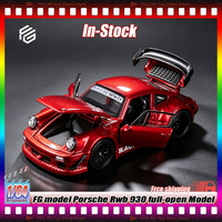 Alloy 1:64 Fg Diecast Model Car Posche Rwb 930 Openable Transparent Red Collectible Sports Car For Adult Collectors Home Display