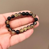 ●Natural Black Coloured Elastic Beaded Bracelet Fashion Temperament Light Luxury High-grade Popular Couple Jewelry Chain Gifts