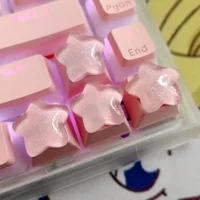 Cute Translucent 4PCS Star Keycaps Beautiful Girl Personalized Gift Key Cap for Mechanical Keyboard Accessories