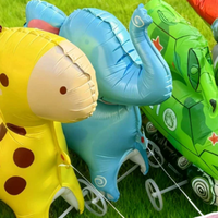 Cartoon Animal Horse Elephant Duck Stand Up Aluminum Film Balloons Wheeled Walking Gifts For Kids Birthday Party Decoration
