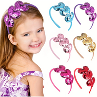 Valentine's Day Girls Heart Headband Sweet Cute Candy Color Glitter Sequins Hairband Whimsical Party Daily Hair Accessories