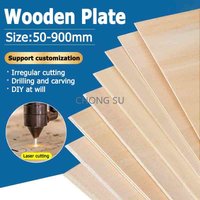 50-900mm Solid Wooden Plate Plywood Sheet Handmade Model DIY Thickness 1/1.5/2/3/4/5/6/7/10/12/15/20mm Width 100/200/300~600mm