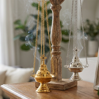 Vintage Metal Hanging Incense Burner, Home Indoor Aromatherapy Burner, Chain-Hanging Incense Burner, Desktop Decorative Ornament, Zen Incense Tools, Suitable for Stick Incense and Cone Incense