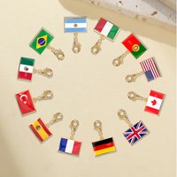 Flag Lobster Buckle Golden Pendant Stainless Steel Fashion National Flag Pendant DIY Figaro Chain Bracelet Jewelry