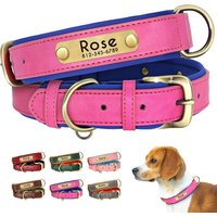Custom Dog Collars PU Leather Personalized Pet ID Collars Free Engraved Nameplate Tag Adjustable For Small Medium Large Dogs