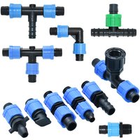 2pcs 16mm Micro Irrigation Drip Tape Connectors Tee Repair Elbow End Plug Tap Fittings Locked Hose Water Splitter Coupler