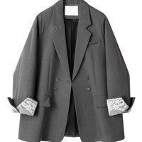 Luxury Grey Black Blazer Brand Women Blazer Spring Autumn Lace Patchwork Long Sleeve Suit Design Office Lady Blazers Coat New