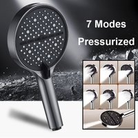New 7 Mode Adjustable Shower Head Silver Black Large Flow Shower High Pressure Water Saving Showerhead Faucet Bathroom Accessory