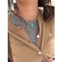 925 Silver Heart Pendant Necklace Women's Bracelet Set Fashionable Versatile Clavicle Chain Gift for Lovers Blue Fat Guy Design