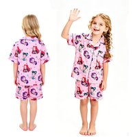 Korean K-Pop Demon Hunter Warrior Pajamas For Teen Girl Set Fashion Children Cartoon Print Pyjamas Top+Shorts Outfit Cloth