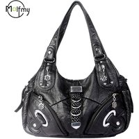 Vintage Women Handbags Fashion Shoulder Bag Large Black Tote Top-handle Shopping Pack Multiple Pockets Satchel Lady Purse
