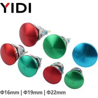 16mm 19mm 22mm Waterproof Metal 1NO 1NC Momentary On-off Soldering Screw Mushroom Head Reset Push Button Switch Red Green Blue